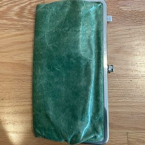 Green leather wallet purse